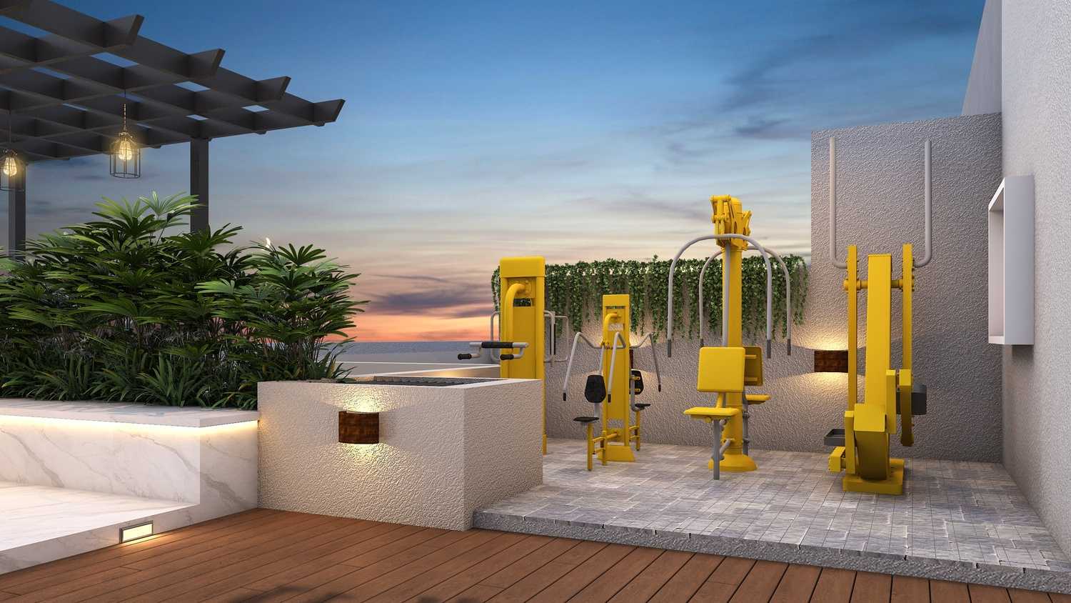 Ankur Heights Terrace Open Gym and Fitness Area
